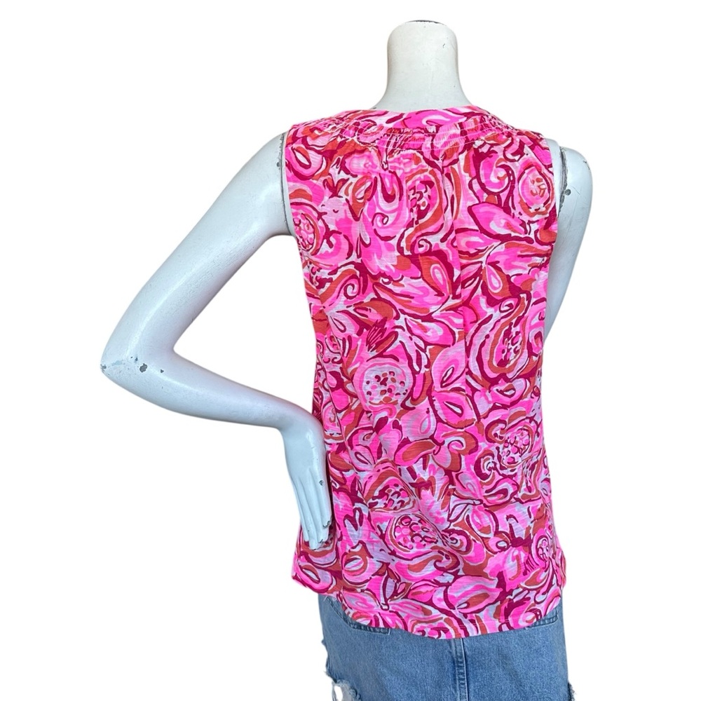Lilly Pulitzer Essie Tank Top Pink Pout Mango Salsa Sleeveless Size Medium - Picture 4 of 7